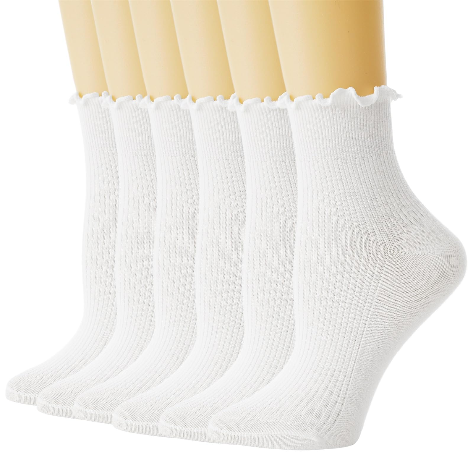 Vin Beauty 2 Paia di Calzini Bianchi con Volant, in Pizzo di Cotone, da Principessa, in Rete per Donne e Ragazze, Bianco, 38-40