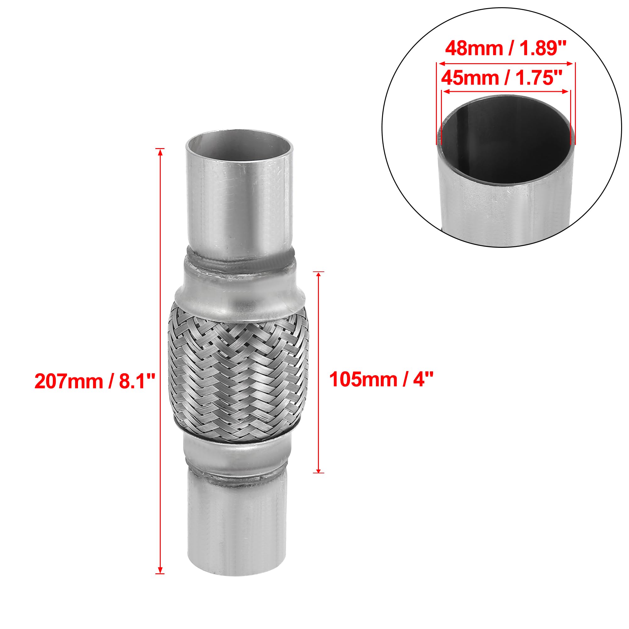 Uniwersalny katalizator z wlotem/wylotem 45/50/55/65/70/75mm Tłumik samochodowy, elastyczna rura wydechowa, elastyczny przewód, tłumik wydechowy, stal nierdzewna, 160 mm, 200 mm Katalizator spalin | 70x178x200mm