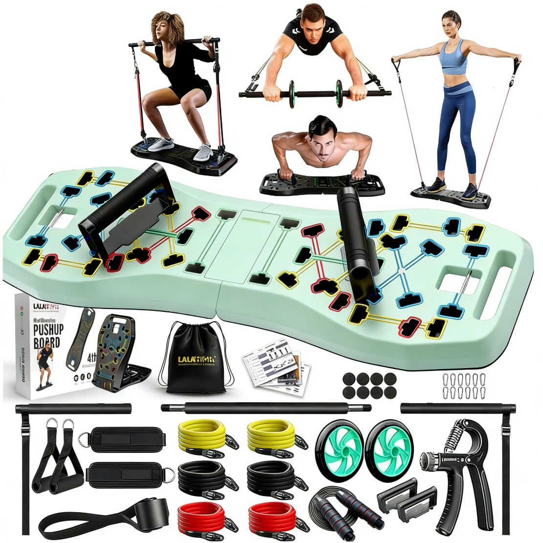 Push Up Board, 25-in-1 Home Workout Equipment with Ab Roller Wheel