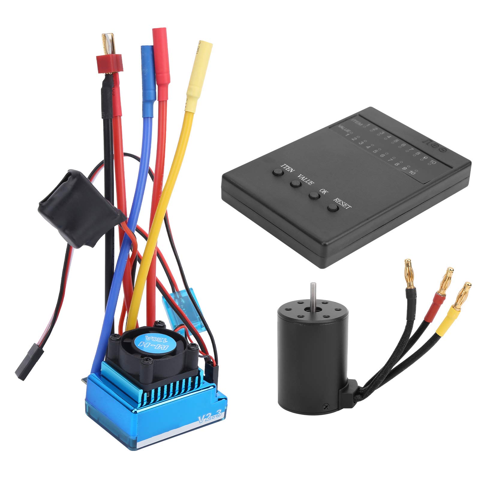 Tbest Scheda di Programma ESC per Motore RC, Scheda di Programma per Regolatore di velocità Elettrico Senza Spazzole 3650 2300KV Combo per Auto RC 1:10