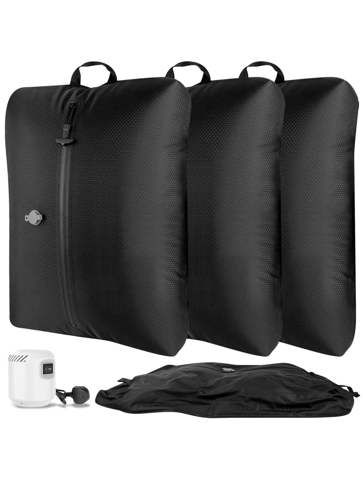 Aidons Blackmini Vacuum Bags With Pump For Travel - Ip67 Waterproof Reusable Compression Space Saver Bag For Luggage, Rucksack, Backpack, Suitcase(3Pc)