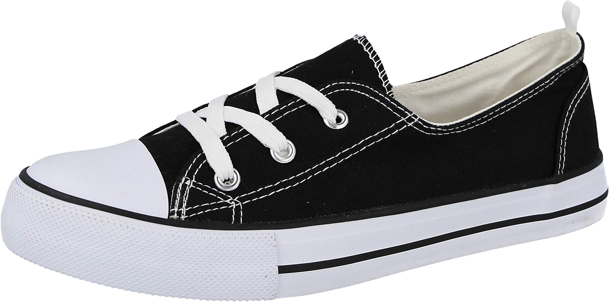Ladies 623207 Canvas Slip On Pumps Lace Up Low Top Trainers Shoes Size 3-9