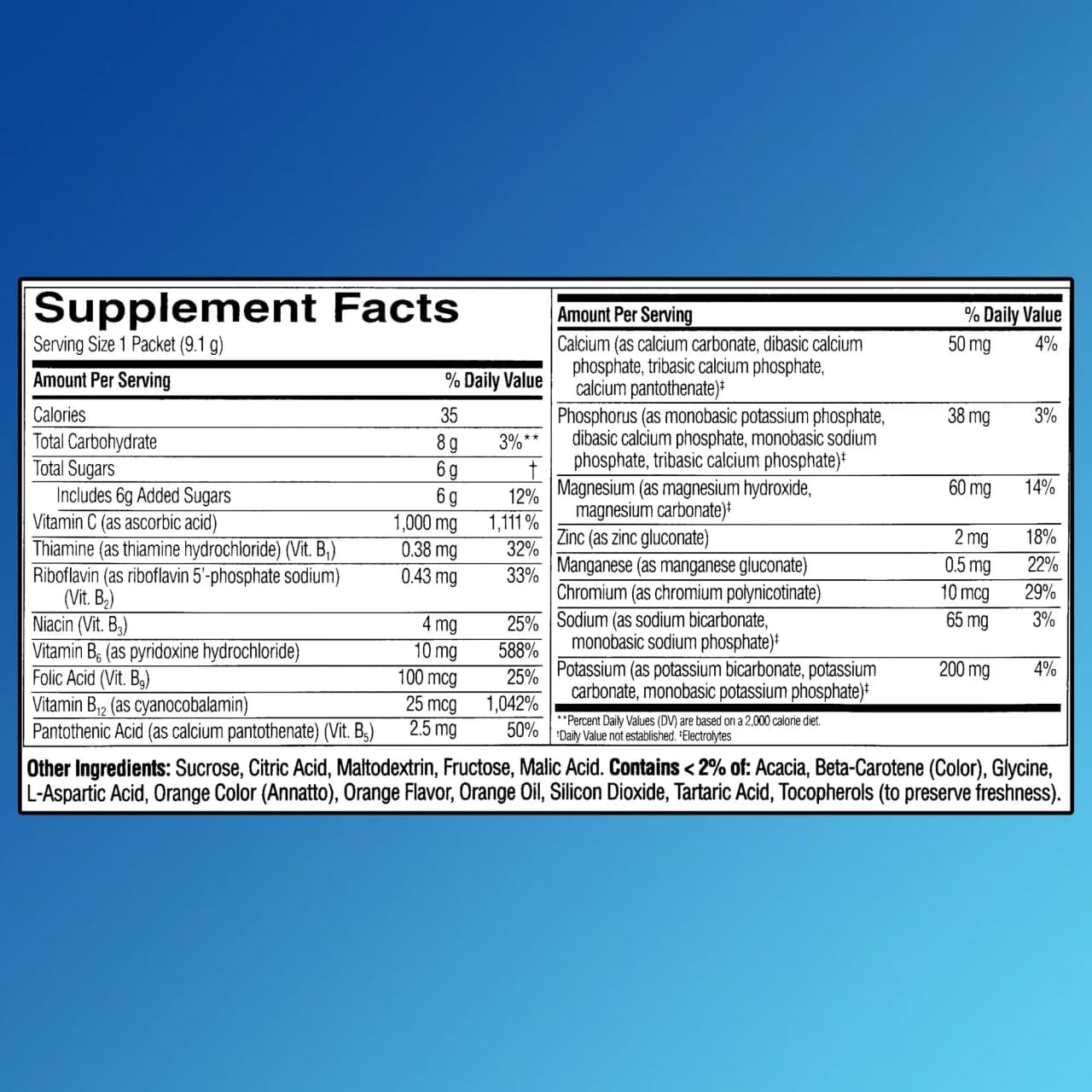 Equate Vitamin C 1000 mg Powder Packets, Orange Flavor Fizzy Drink Mix with B-Vitamins & Zinc, 30 Count Sticker