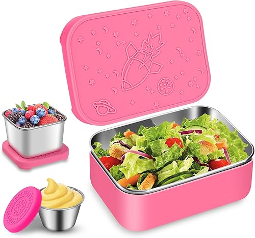Haldane Caja Bento de acero inoxidable para niños (28.7 onzas), juego de 3, bonita lonchera para niñas, recipientes pequeños de metal con tapas de disponible en Yaxa Venezuela