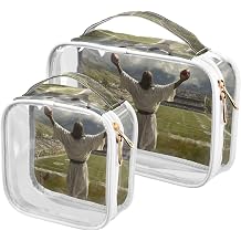 Man Football Print Travel Makeup Toiletry Bag 2 piece, Water Resistan with Handle for Travel Organizing