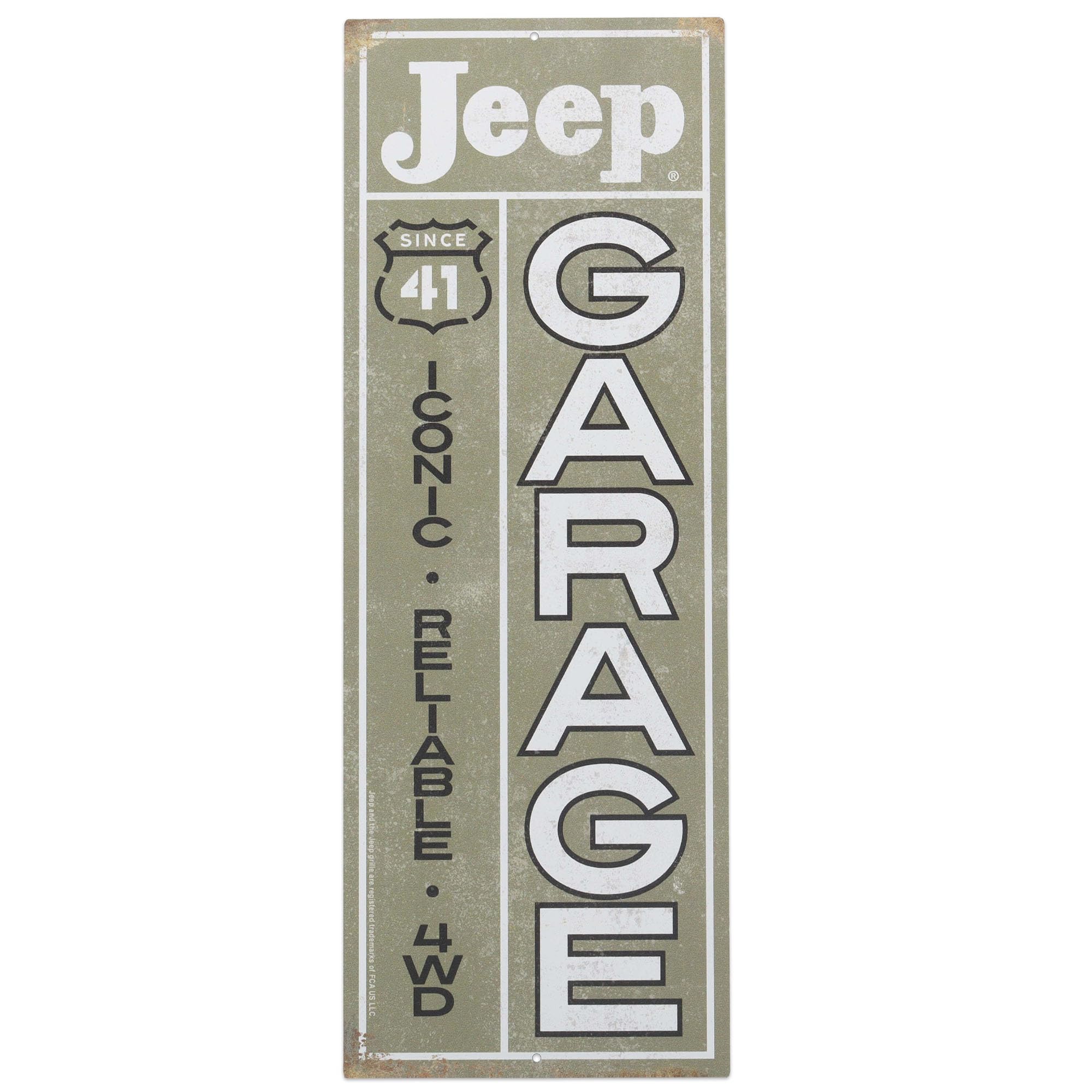 Open Road Brands Tan Jeep Garage Since '41 Vertical Metal Sign - Vintage Jeep Sign For Garage, Shop Or Man Cave