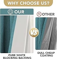 Vista 38 de H.VERSAILTEX Cortinas 100% opacas con aislamiento térmico, texturizadas, de lino, con bloqueo completo de calor y luz, para sala de estar y Negro