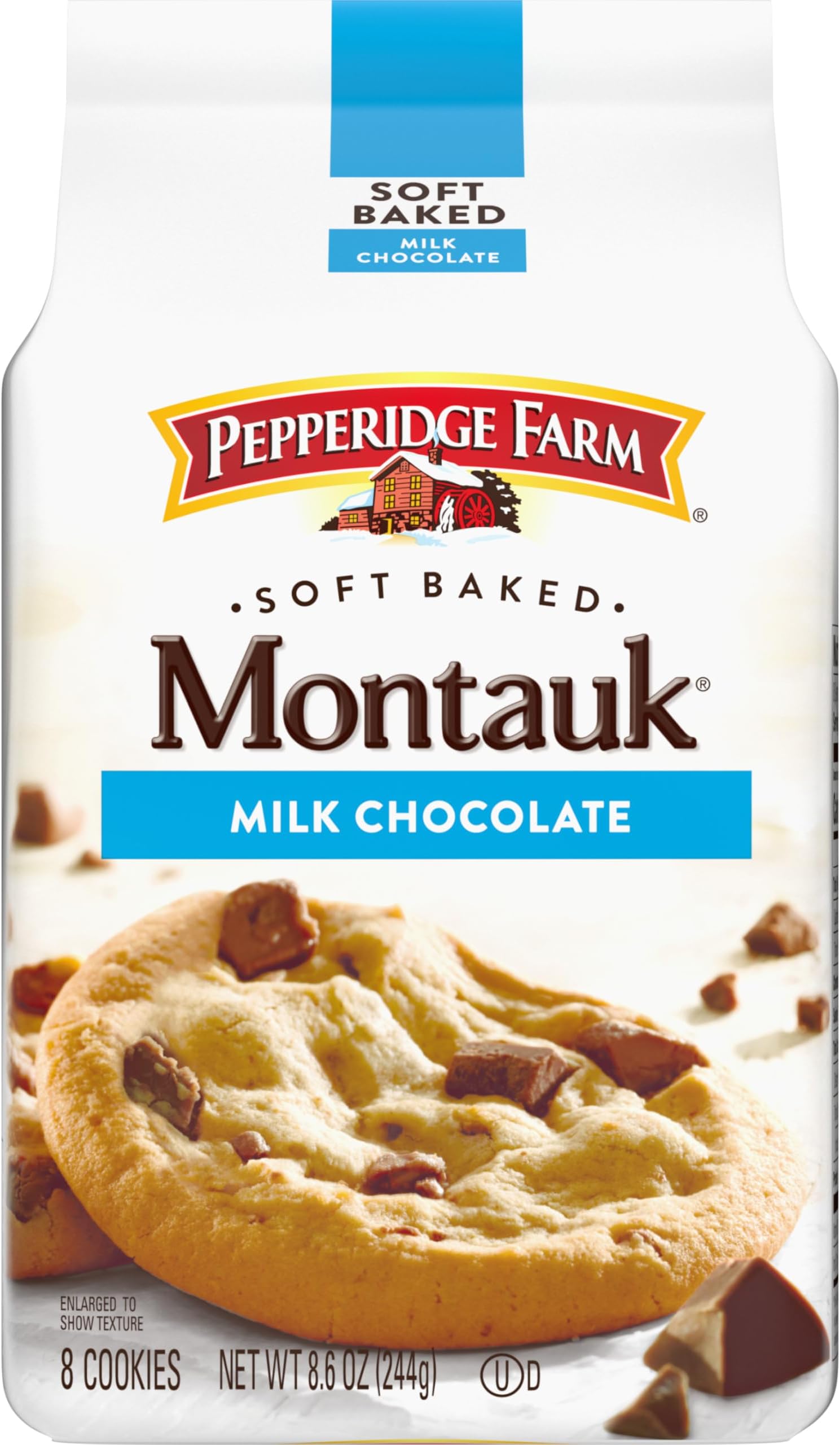 Montauk Soft Baked Milk Chocolate Chunk Cookies, 8.6 Oz Bag (8 Cookies)
