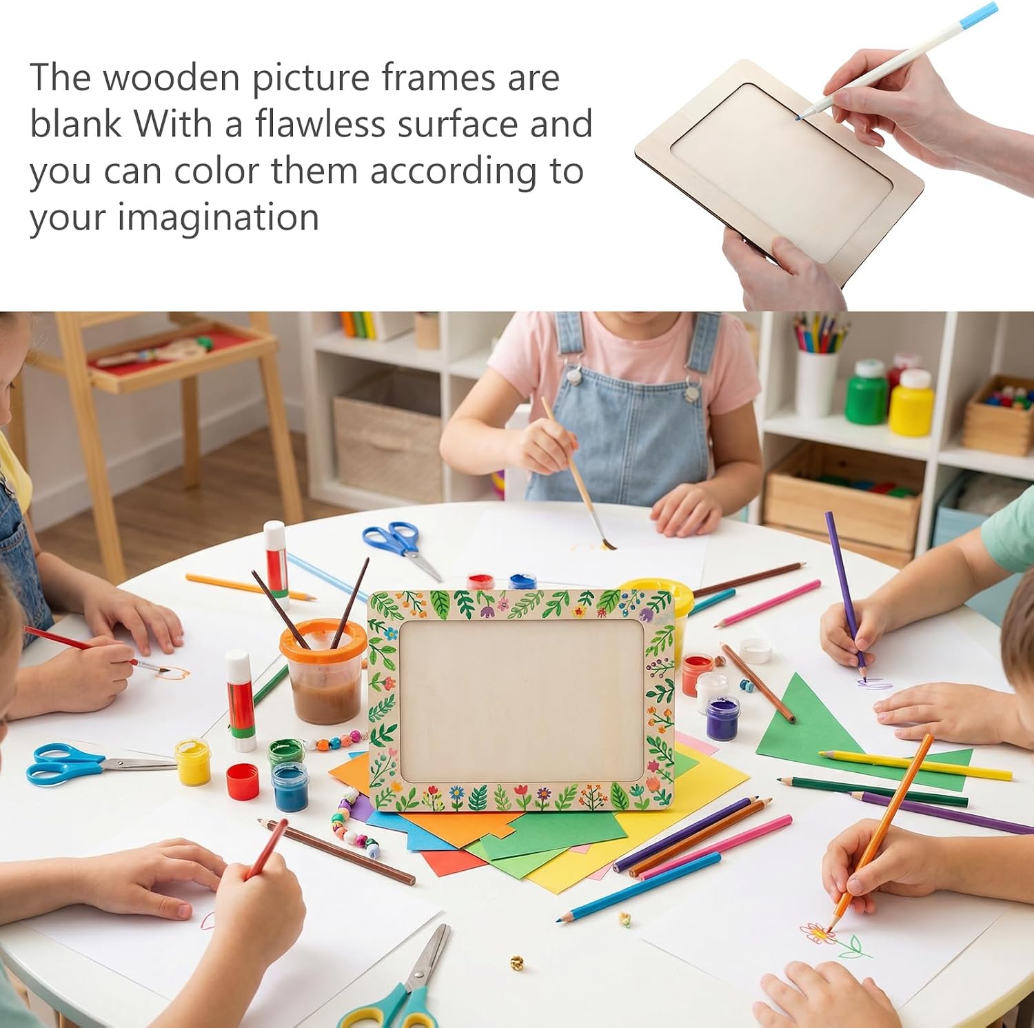 24 Pcs Wooden Picture Frames for Crafts DIY Wood Picture Frames Unfinished Solid Wood Photo Pictures Frame for 4 x 6 in Photos Standing Wooden Photo Frame for Crafts Painting Arts Projects