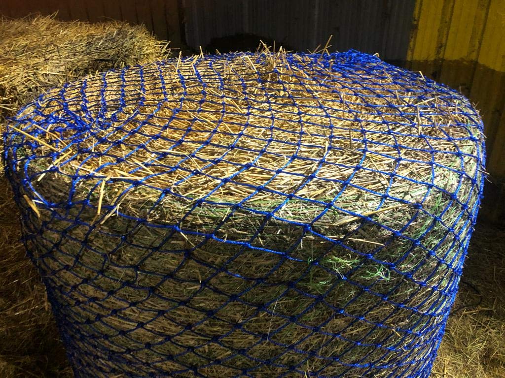 Rete per fieno a balle rotonde, alimentazione lenta, piccoli fori e balle da 1,8 m (blu reale)