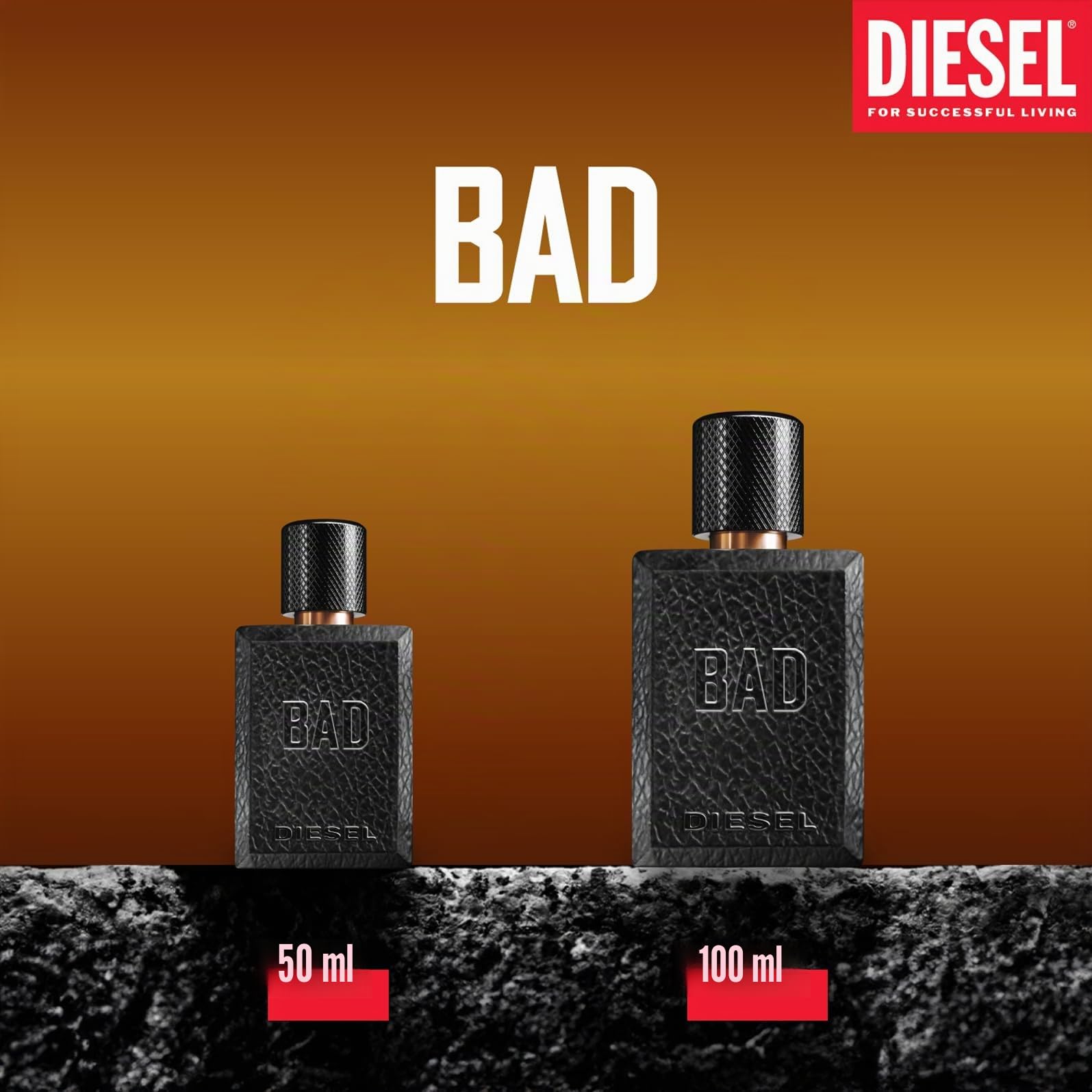 Diesel Bad, Eau de Toilette para hombre, Fragancia Fougère acuática, 100 ml vaporizador + Bad, Eau de Toilette 50 ml vaporizador