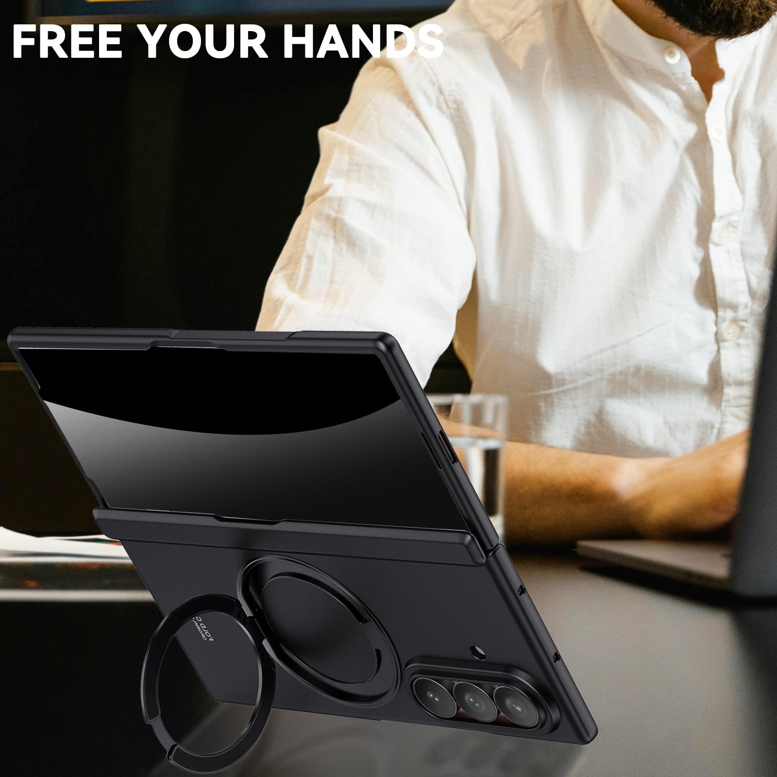 Funda para Samsung Galaxy Z Fold 8 Ultra con soporte de anillo magnético, [compatible] Protector de pantalla de privacidad integrado, cobertura completa, bisagra, funda protectora para teléfono