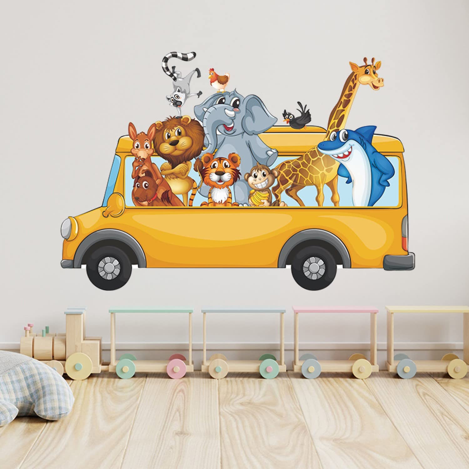 JAAMSO ROYALS Bus Animals PVC Vinyl Wall Sticker for Home Decor (50CM x 70CM)