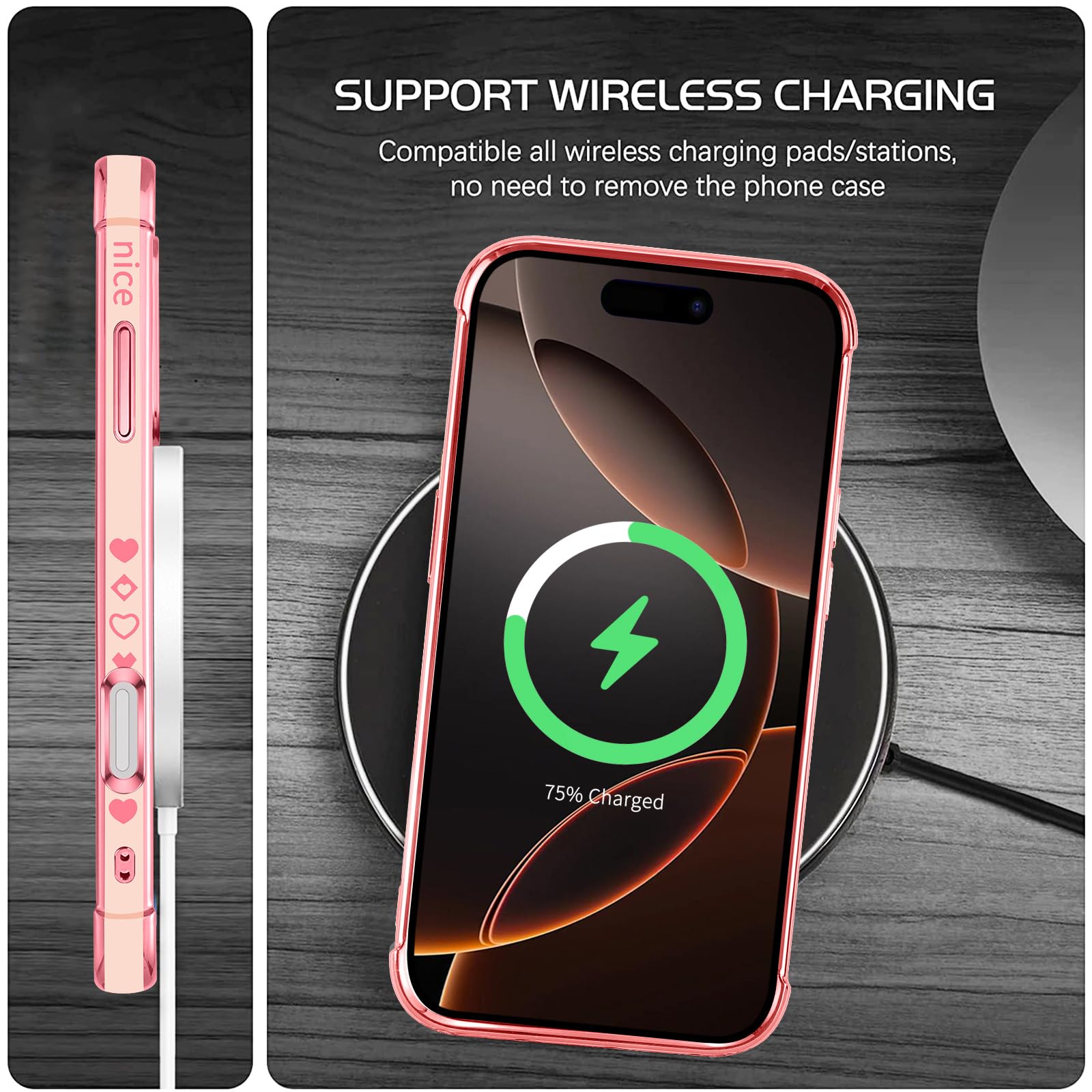 Pnakqil Magnetica Cover per iPhone 16 Plus con Cordino, Compatibile con MagSafe, Sottile Cuore Silicone Custodia con Laccio Tracolla, Elettrolitico TPU Case con Collana per iPhone 16 Plus 6.7, Blu