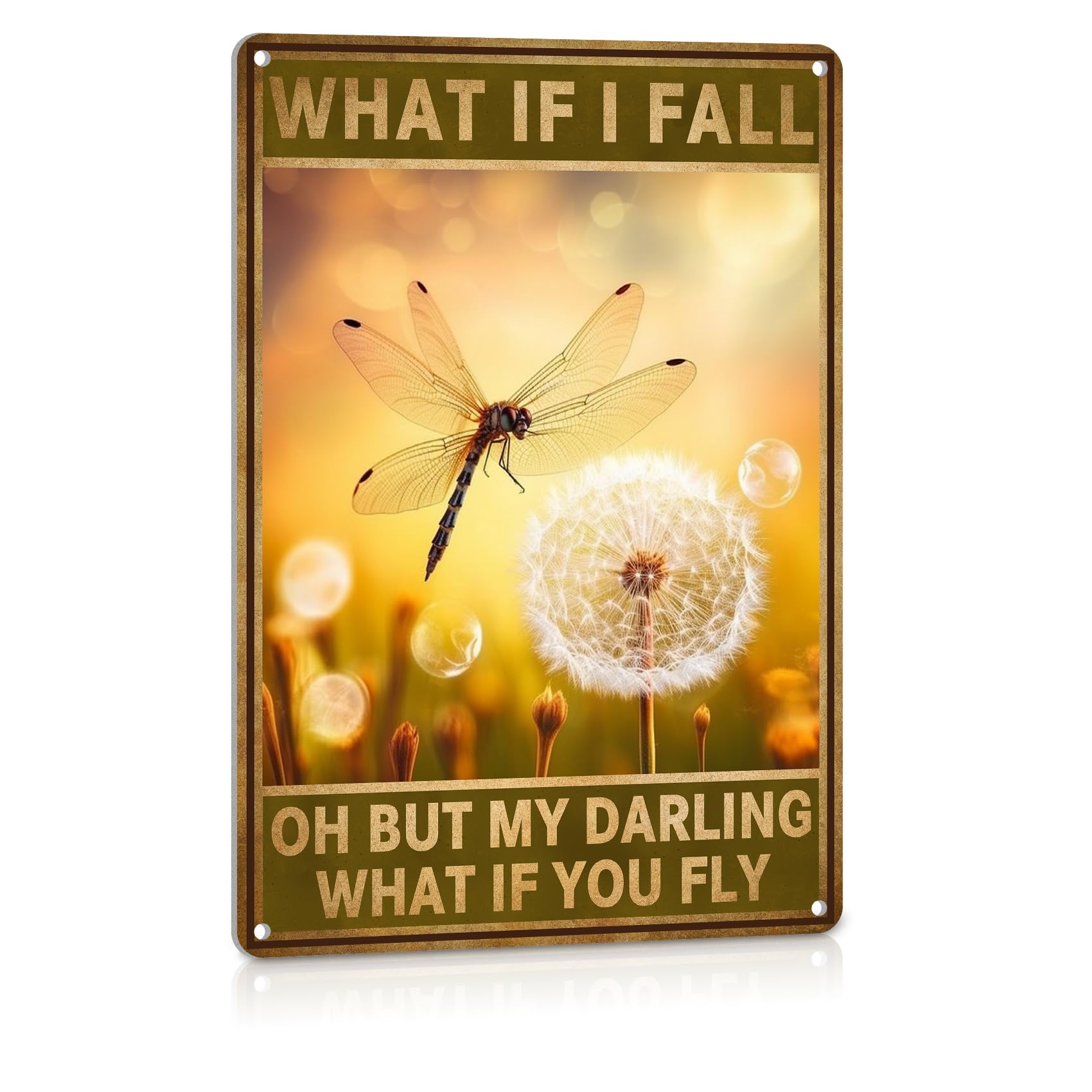 Cottagecore Decor Metal Signs Vintage Tin Signs Hippy Room Decor Hippie Decor Funky Decor Sign For Home Bedroom - What If I Fall 8X12 Inch