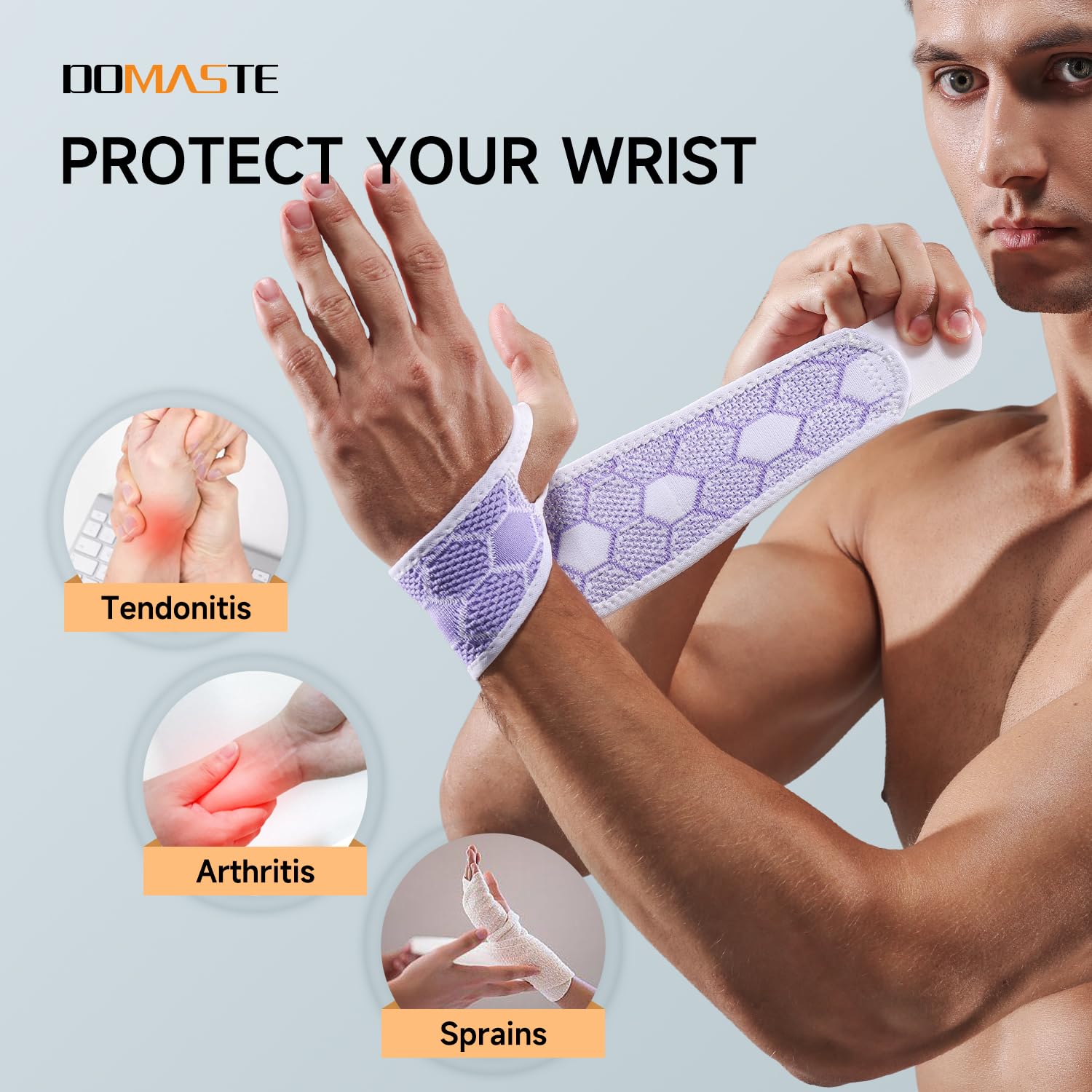 Muñequera para alivio del túnel carpiano, soporte ligero de compresión sin neopreno para entrenamiento, mujeres y hombres, muñequeras ajustables para mano derecha izquierda para el trabajo,