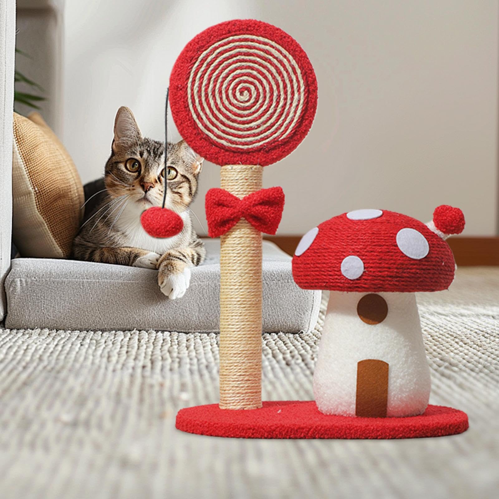 Albero Rampicante per Gatti Pannello Sisal Fungo Arrampicata E Tiragraffi, | Torre Rampicante con Tiragraffi per Casa Dormitorio Appartamento Piccoli Spazi e Area Giochi
