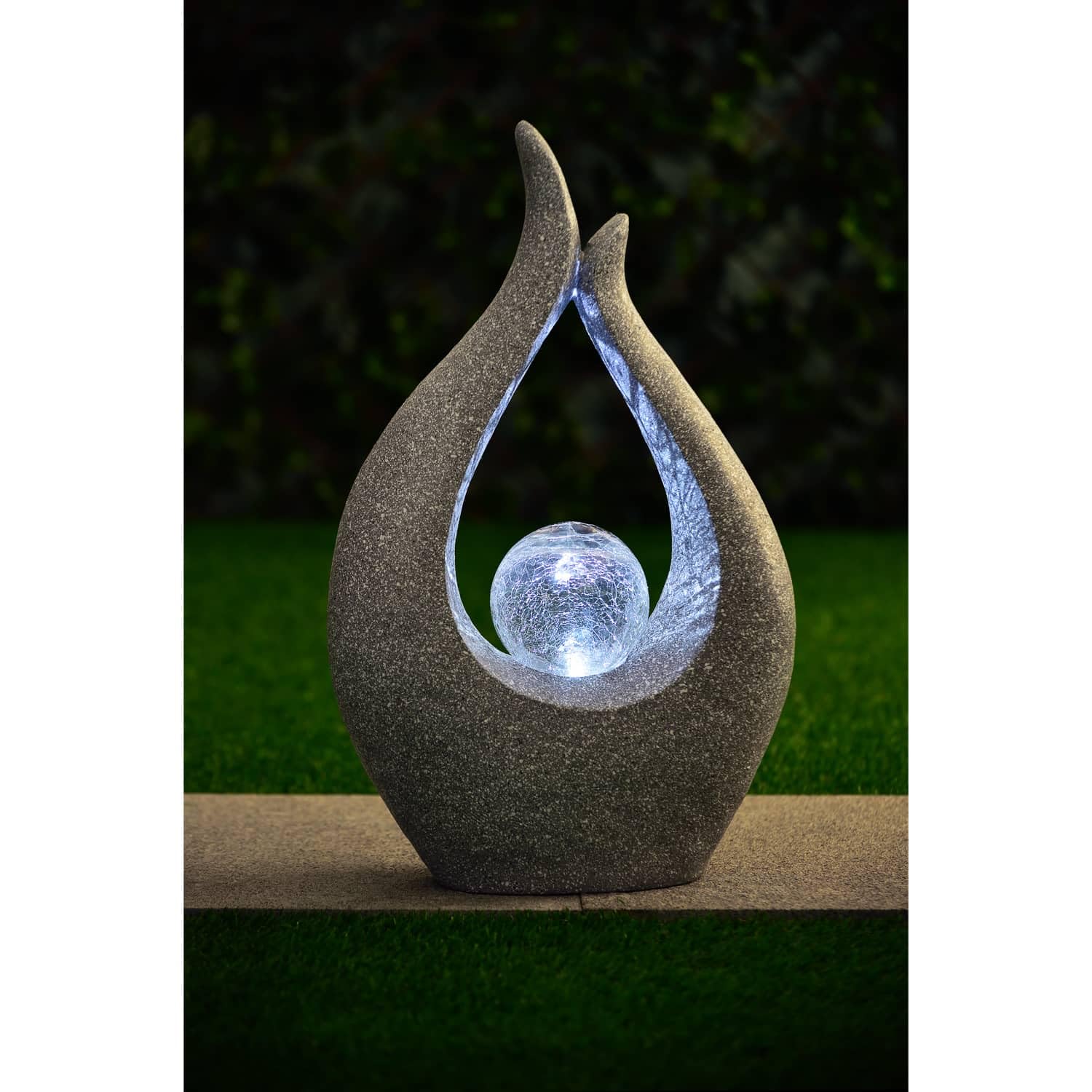 New Garden Sculpture with Solar Crackle Ball and LED Solar Light Will Transform Your Garden, Creating A Soft, Warm Ambience, Auto Switch On At Dusk, Energy Saving - Height: 47cm (Approx.)