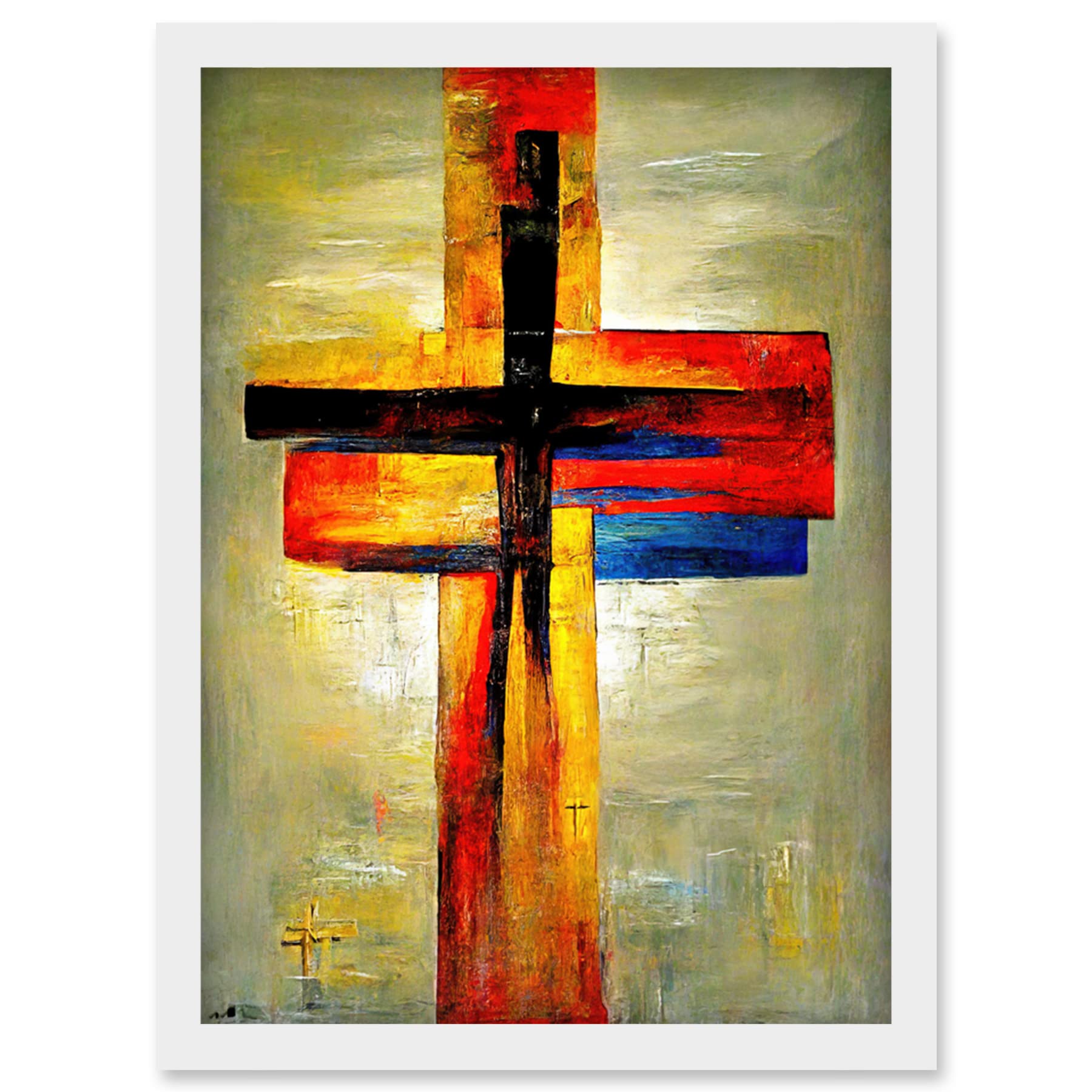 Doppelganger33 LTD Christian Modern Crucifixion Cross Jesus Artwork Framed Wall Art Print A4