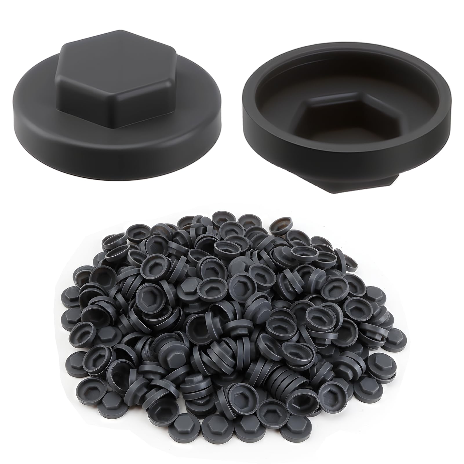 425Pcs Black Hex Roofing Screw 16mm Coverage Cover Caps M8 Hex Plastic Caps for Metal Roofing Screws Cladding Furniture and DIY Projects Universal Hex Nut Covers 8mm Recess