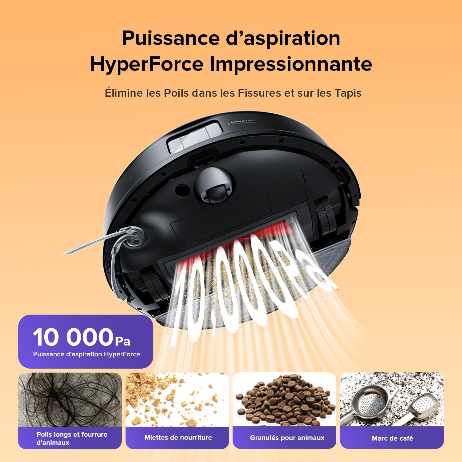 roborock Q10 S5 Robot Aspirateur Laveur, 10000 Pa Aspiration, Double Anti-emmêlement, Système VibraRise 2.0, Levage des Serpillères de 8 mm, Navigation PreciSense LiDAR, Évitement d'obstacles, APP