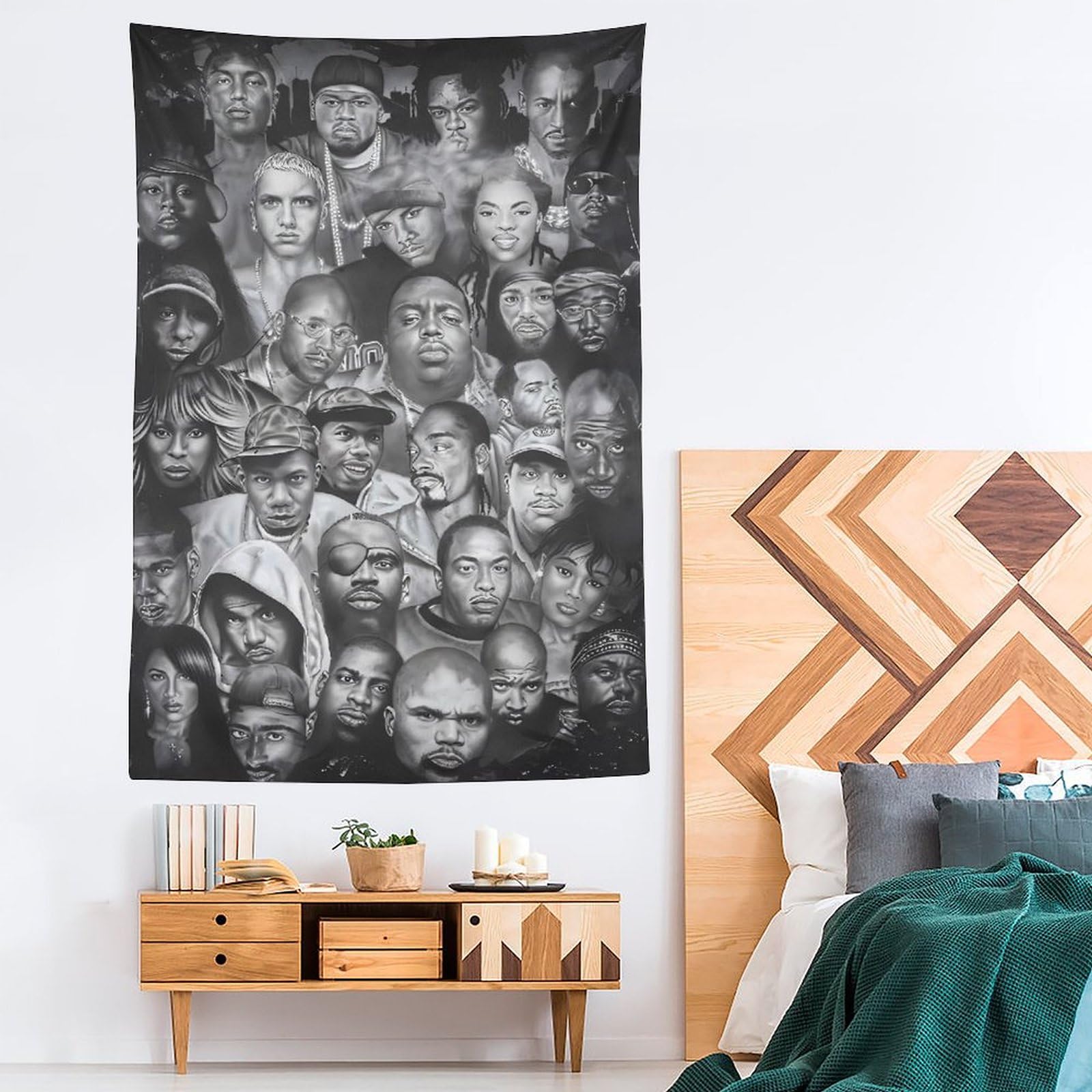 Poster da parete con cantante rap hip hop e stelle (2) (1) arazzo decorativo da parete per soggiorno e camera da letto stampe 152,4 x 228,6 cm