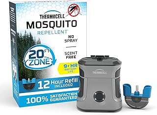 Thermacell EX90 Rechargeable Mosquito Repeller, 28m² Protection Zone, No Spray & Scent-Free, Includes 40-Hr Refill, Water ...