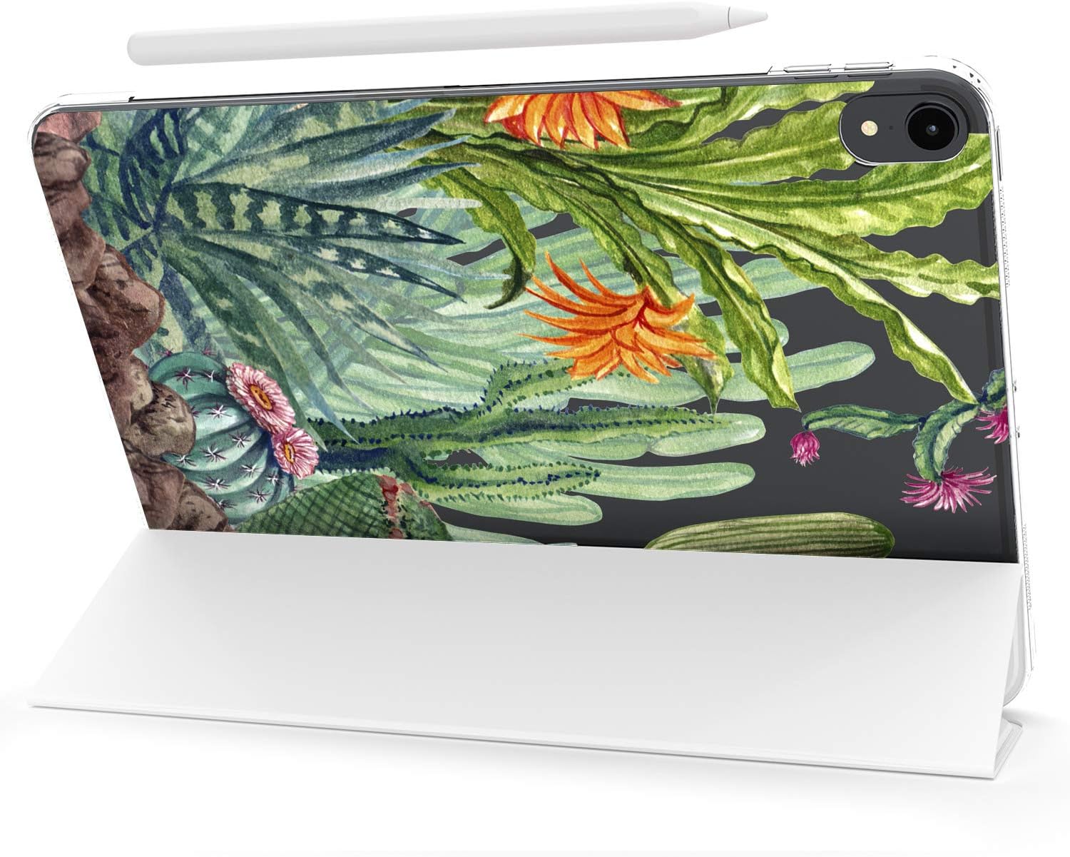 Case for iPad Pro 13 M4 Air M2 11 2024 4th 10.9 2022 10.2 12.9 10.5 9.7 Mini 6 5 4 3 2 1 Tropical Flowering Exotic Stand Closure Watercolor Green Cactus Magnetic Leaves Design Print