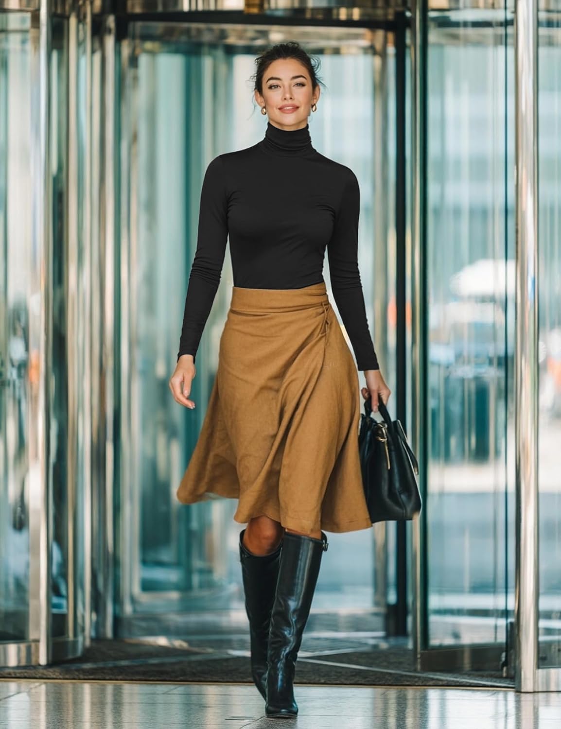 Zengjo Womens Turtleneck Long Sleeve Shirts Fitted Thermal Base Layer Top for Cold Weather - Image 3