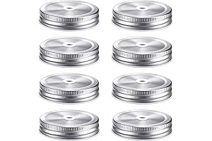 Mudder 2.7-inch Silver Straw Lid for Wide-Mouth Mason Canning Jars (8-Pack)
