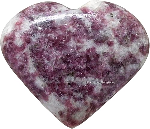 Miniatura 1 de Piedra de palma de corazón de cristal de lepidolita, piedra de preocupación de masaje de bolsillo para equilibrio natural de chakras del cuerpo,