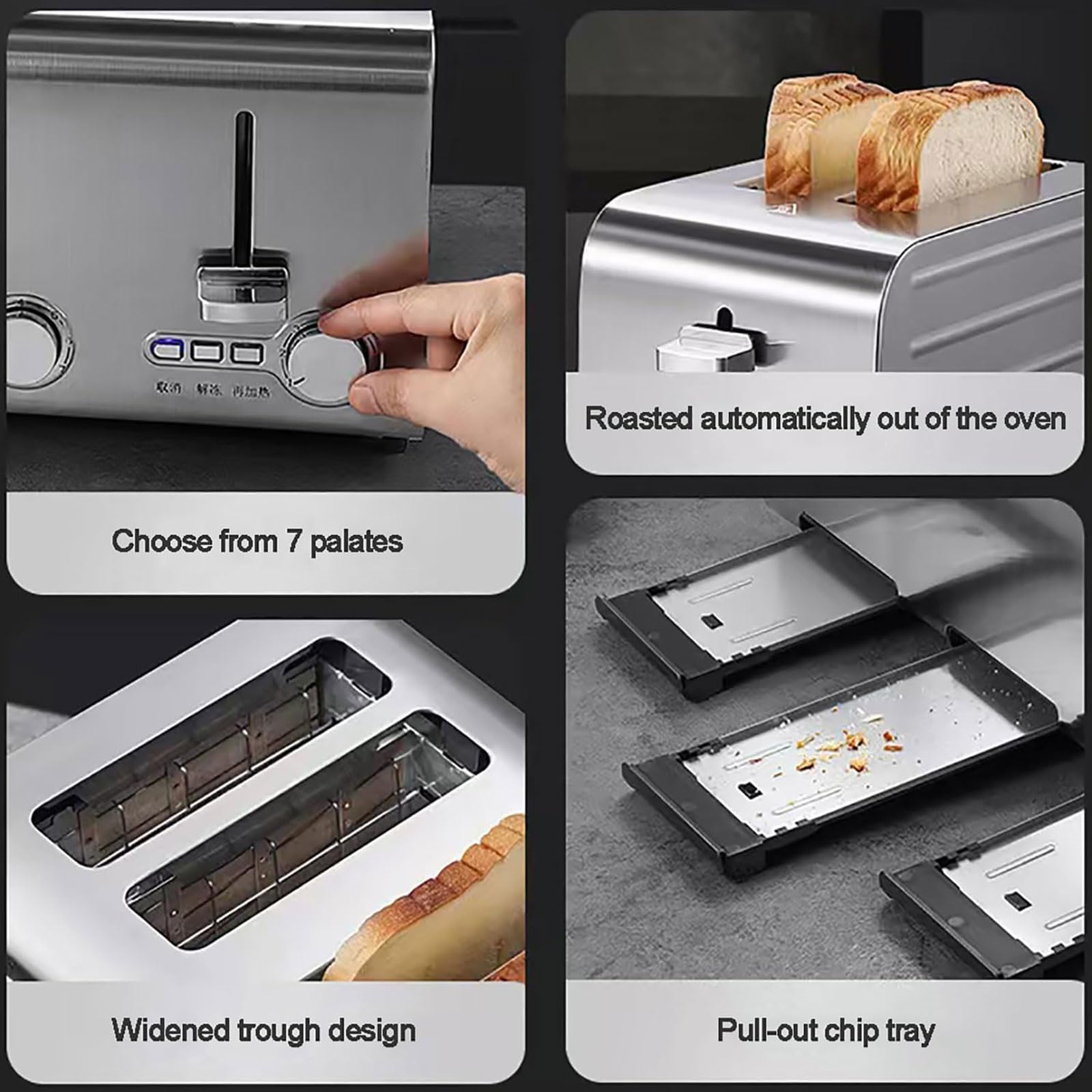Tostapane Commerciale Da 2250 W, Tostapane Elettrico a Scomparsa In Acciaio Inox a 6 Fette, Regolazione a 7 Livelli, Vassoio Raccogli Briciole Rimovibile, Per Casa, Ristorante, Ufficio, Bar, Snack Bar