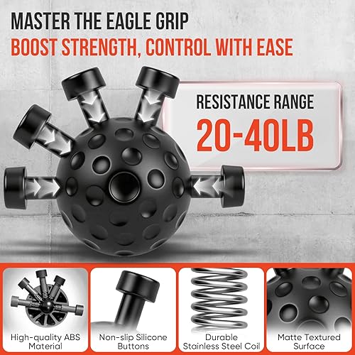 Miniatura 4 de Paquete de 4 unidades de entrenamiento de fuerza de agarre, fortalecedor de antebrazo ajustable, bolas fortalecedoras de agarre de mano negras,