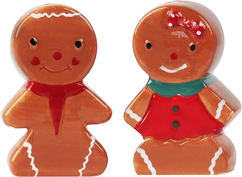 Juego de salero y pimentero navideño - (pan de jengibre)