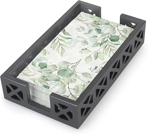 Toallero de invitados para servilleteros de baño, moderno, desechable, para toallas de mano, cesta de madera negra para servilletas de papel de