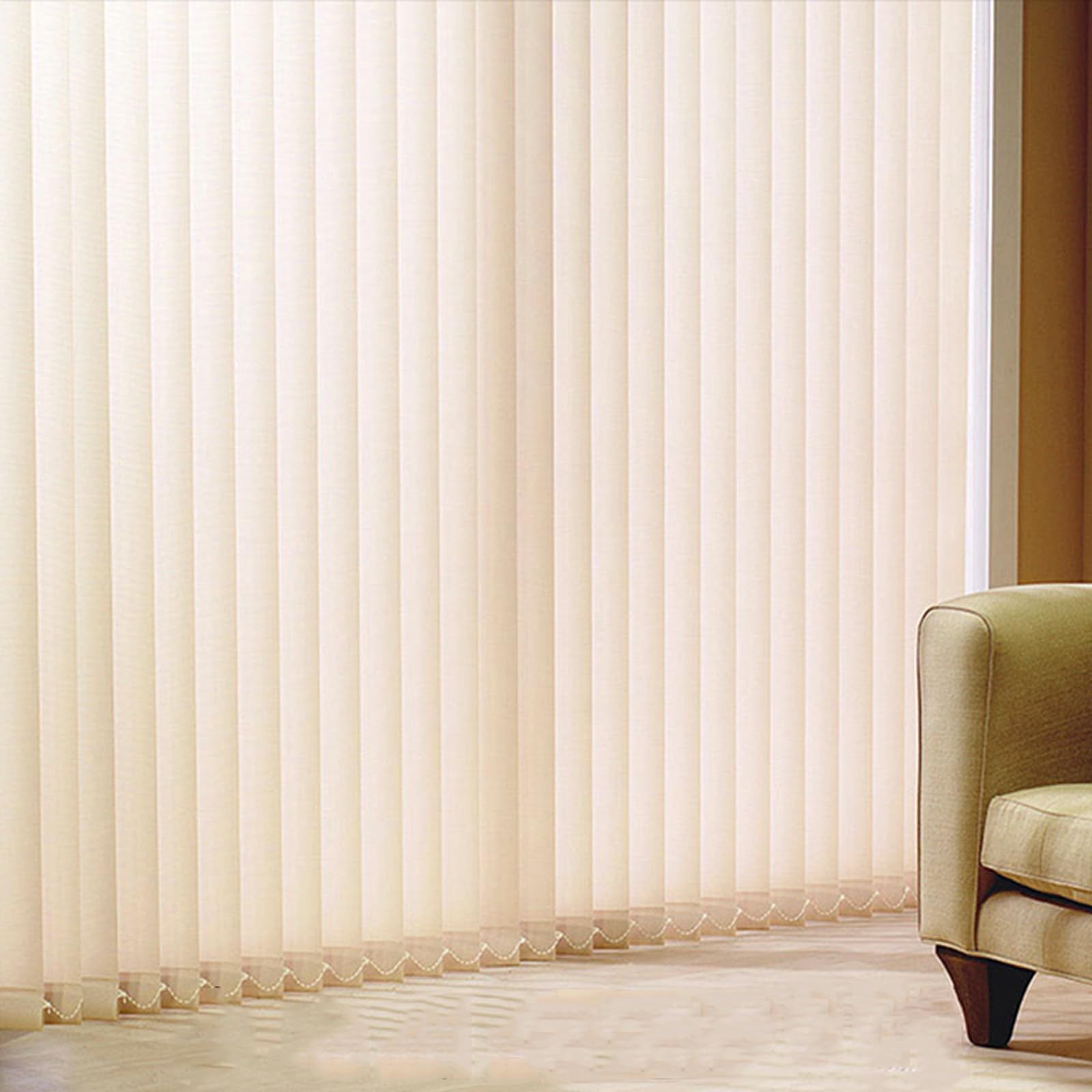 FENGSHOUUCustom Made to Measure Vertical Blind,98mm Complete Set Blind,Striped Polyester Fabric Blinds,Dim-Out,Blackout Privacy Blinds,for Home Office,Width×Height (60cm x 140cm(23.6x55in))