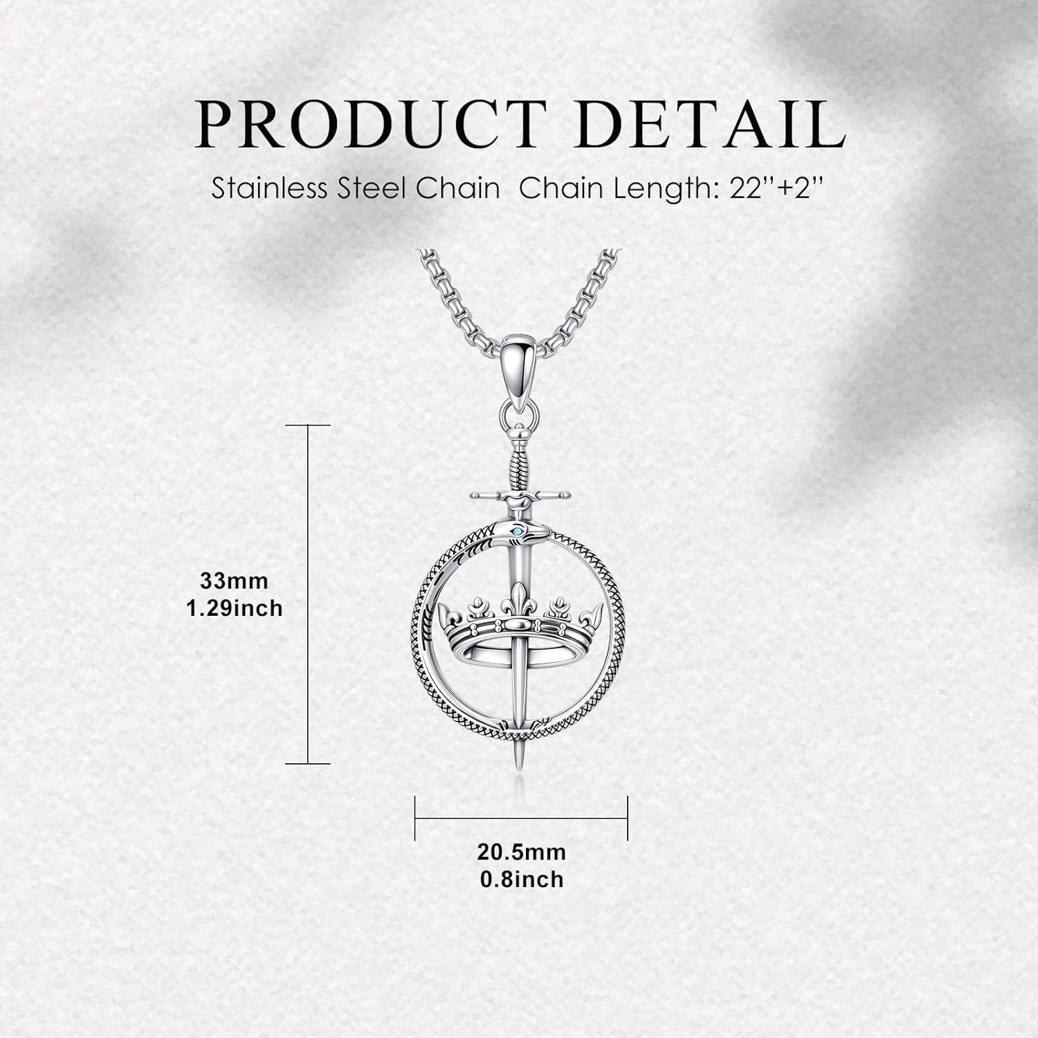 SIMONLY Gothic Sword Necklace for Men 925 Sterling Silver Bull/Skull/Snake Necklace Viking Rune Sword Pendant Amulet Skull Jewelry Gift - Image 2