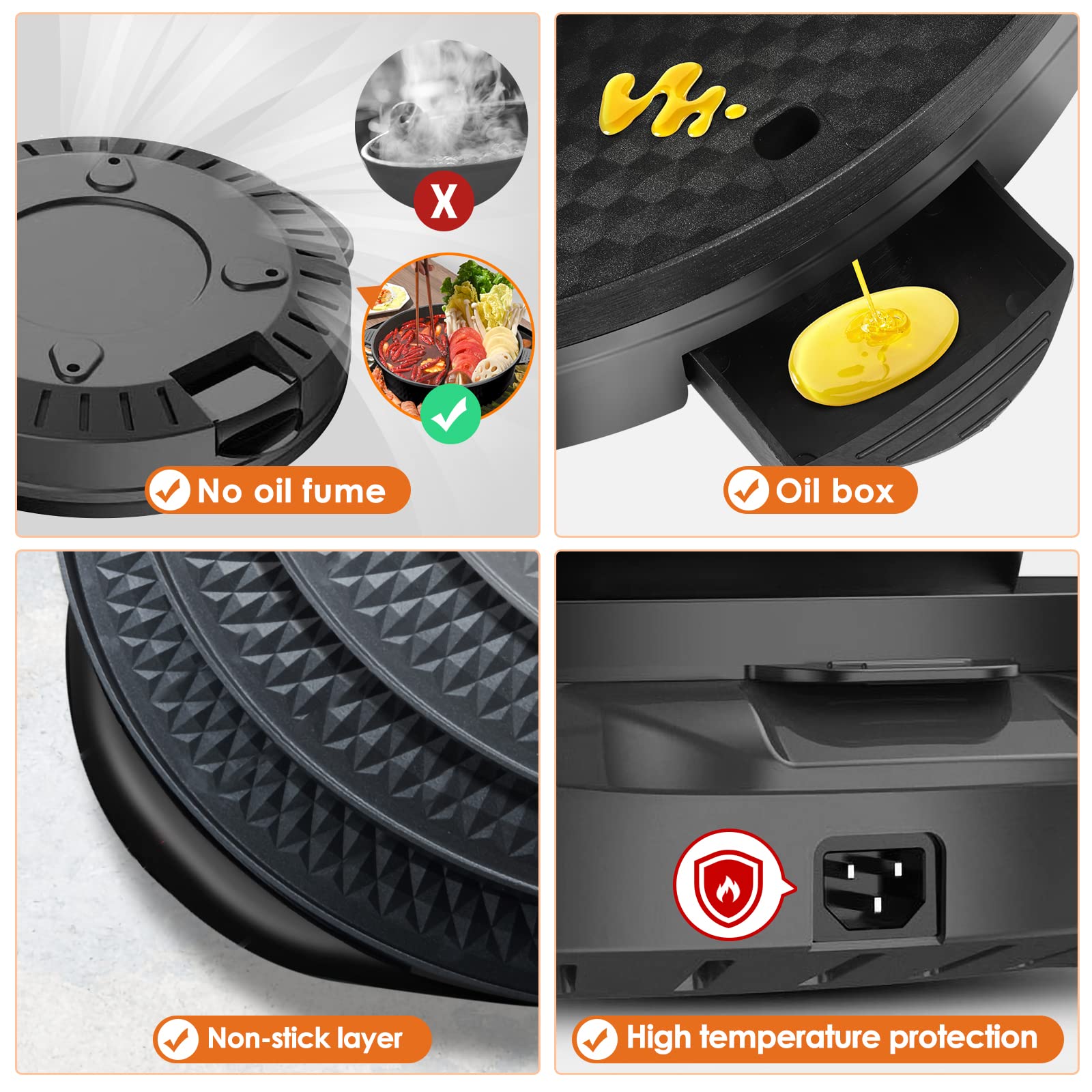 Buy Hot Pot with Grill, 2000W 2 in 1 Electric Hot Pot Grill Cooker with