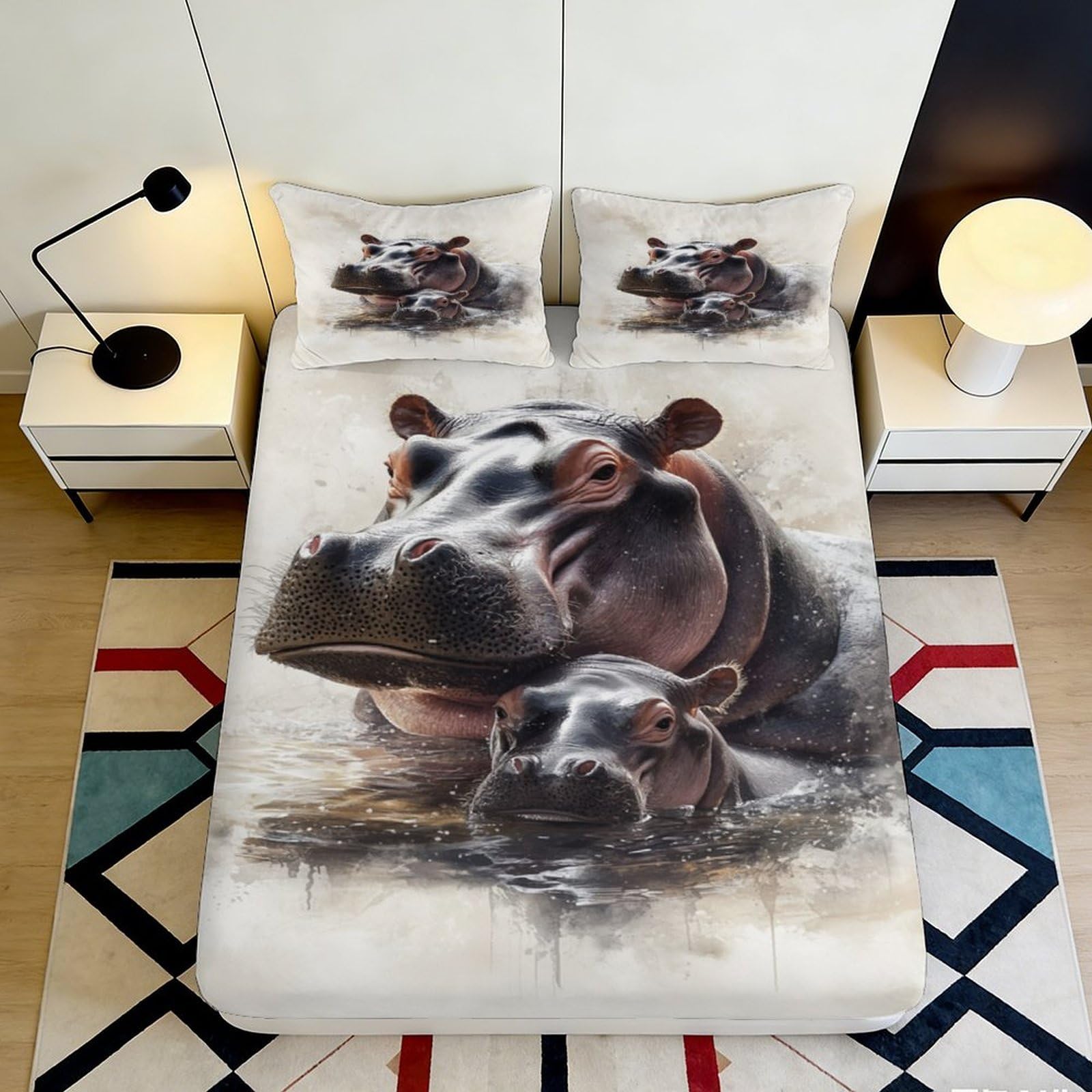 3D Printed Samurai Landscape Microfiber Fitted Sheet Deep Pocket Elastic Hem Bedroom Bedding Japanese Mattress Fitted Cover Washable 200x200x25cm