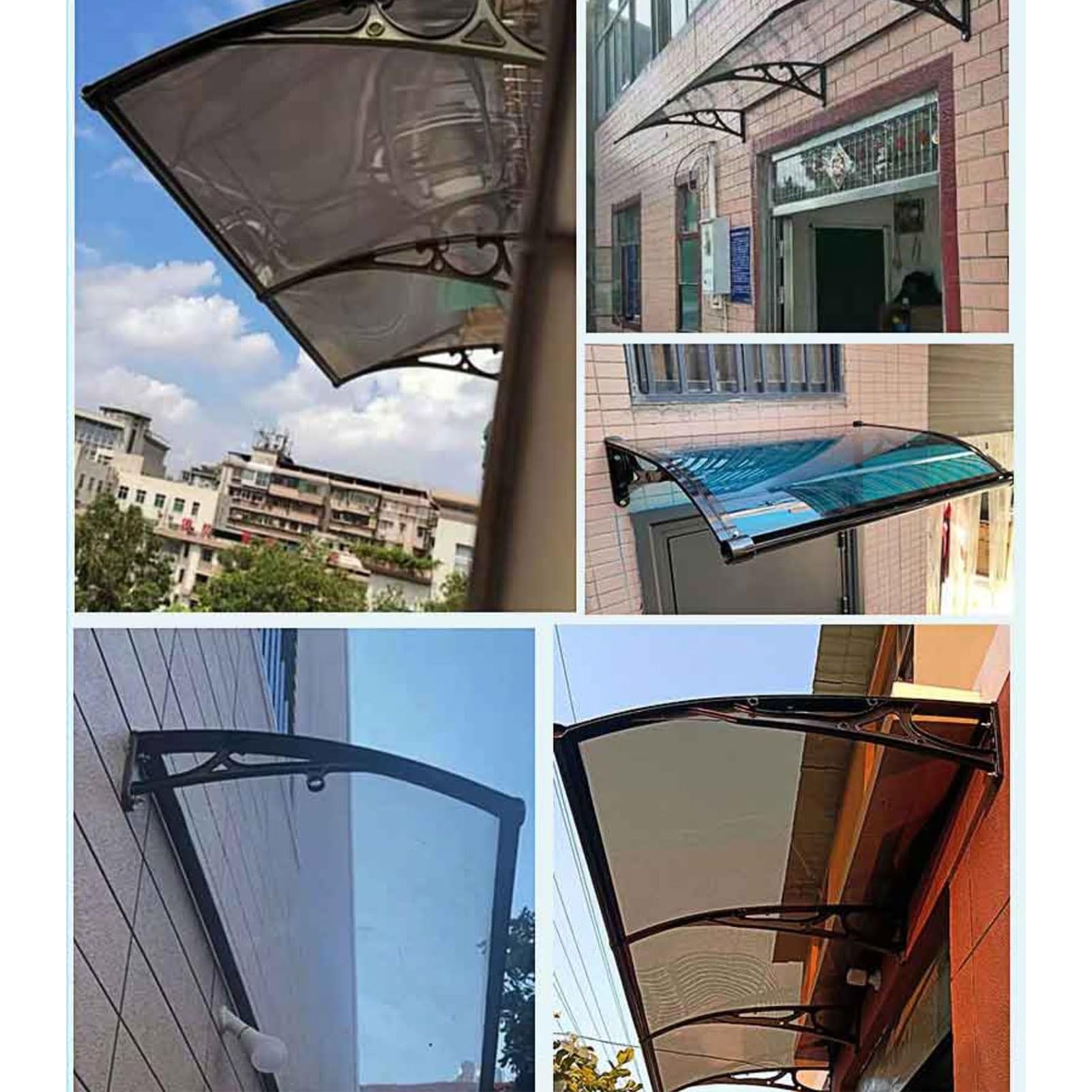 Marquesina Puerta, Marquesinas, Marquesina Puerta Exterior, Marquesinas para Terrazas, Tejados De Plastico Exterior, Protección contra Rayos UV, Lluvia Y Nieve(Clear,39.4inx47.2in)
