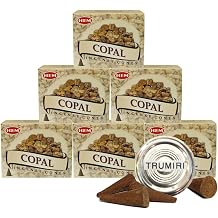 TRUMIRI Incense Cone Holder Bundle with Hem Copal Incense Cones - Pack of 6 Approx 60 Cones