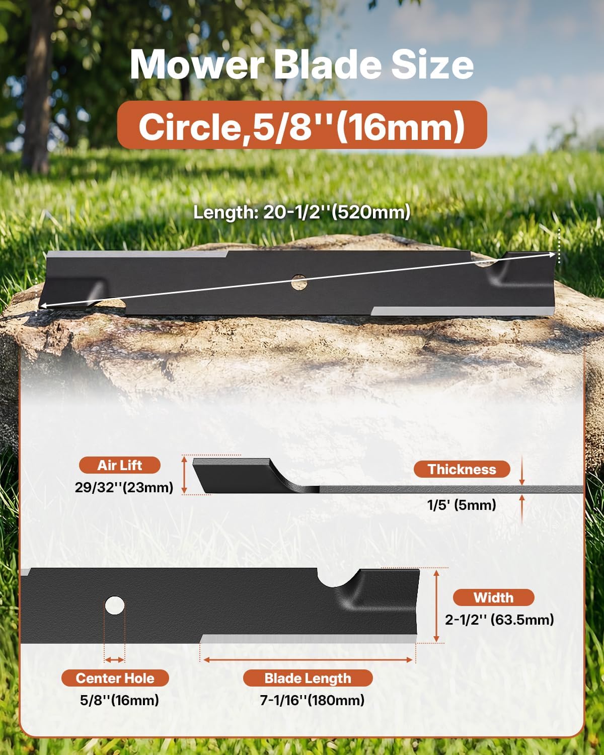 038-6050-00 Lawn Mower Blades for Bad Boy Exmark Gravely Hustler Toro 60" Deck Lawn Mower, High Lift Mulching Lawn Mower Blade, Replacement Part 038-2007-00,038-6002-00, 30227-60, 30227-60V(3Packs)