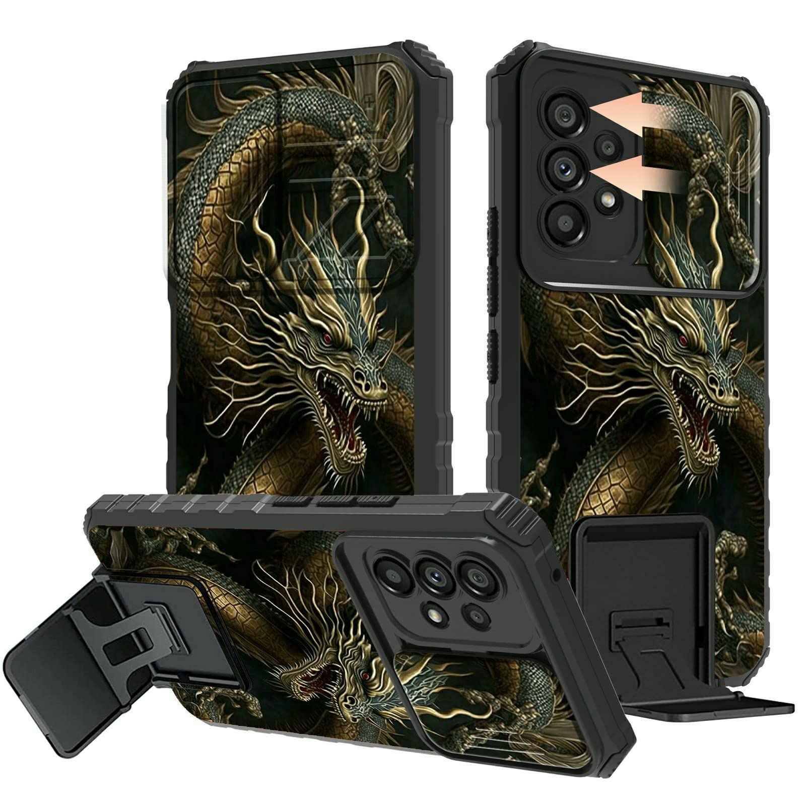 Rossy for Samsung A54 5G Case Galaxy A54 5G Phone Case with Slide Camera Cover Kickstand Dual Layer Hybrid Shockproof Protective Cover Case for