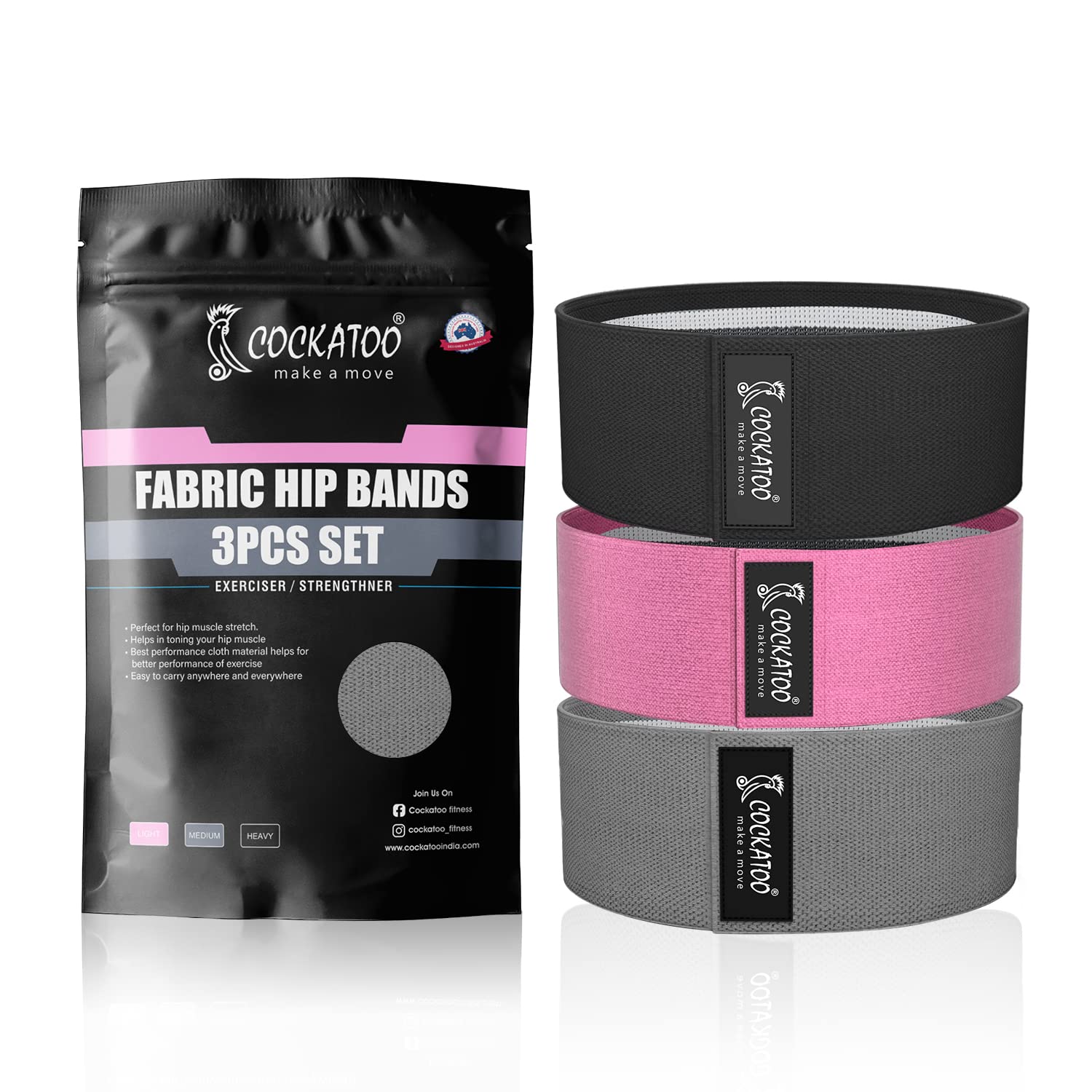 Cockatoo Fabric Resistance Bands for Working Out, Exercise Bands Workout, 3 Booty Bands for Women Legs and Glutes, Pilates Flexbands,Loop Hip Band for Women & Men for Hip, Legs, Stretching (B0C33PWQM7) Amazon Price History, Amazon Price Tracker