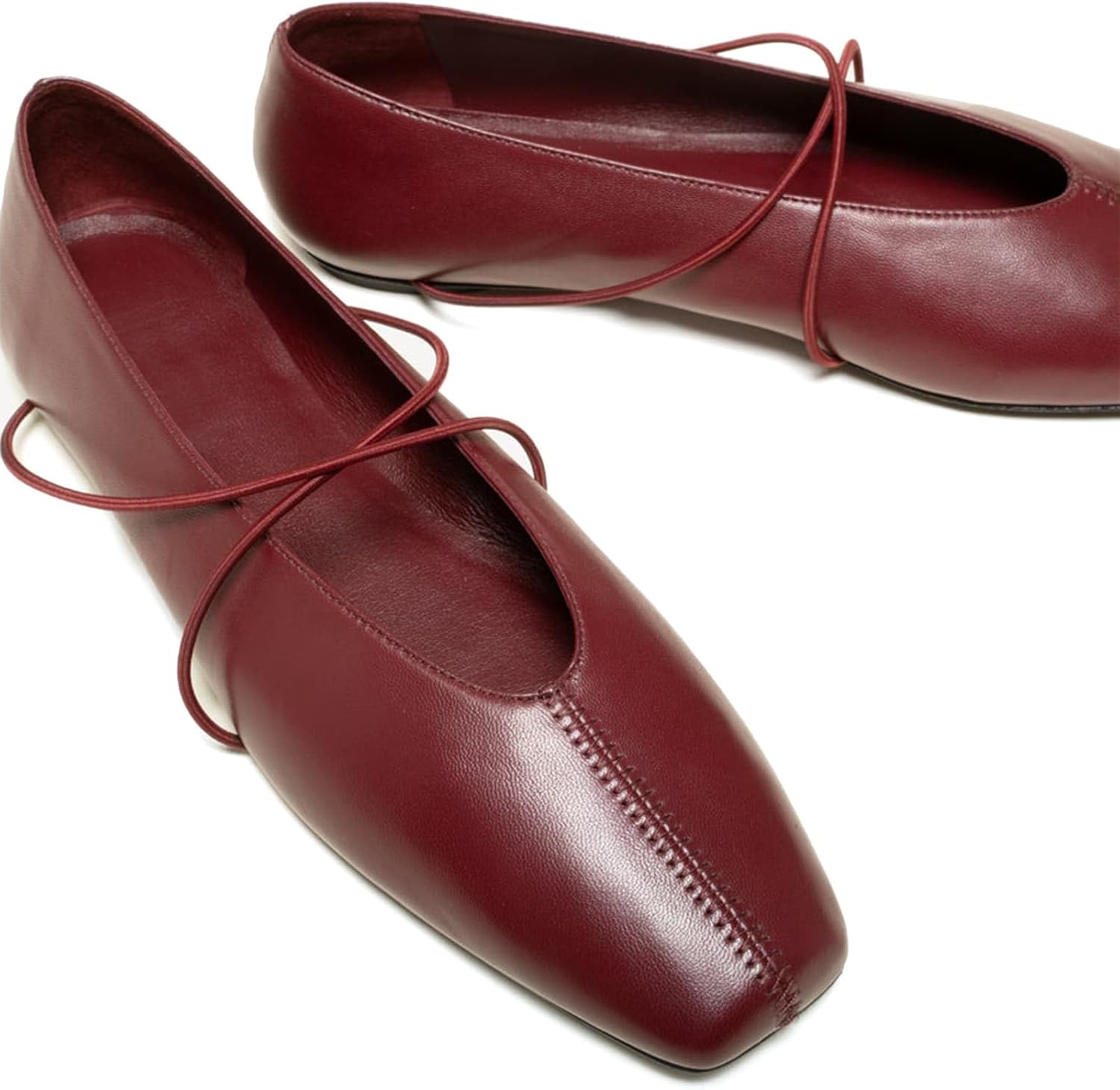 Mary Jane Flats for Women Square Toe Slip On Ballet Criss-Cross Straps Flat Comfortable Cute Office Work Casual Shoes - Image 5