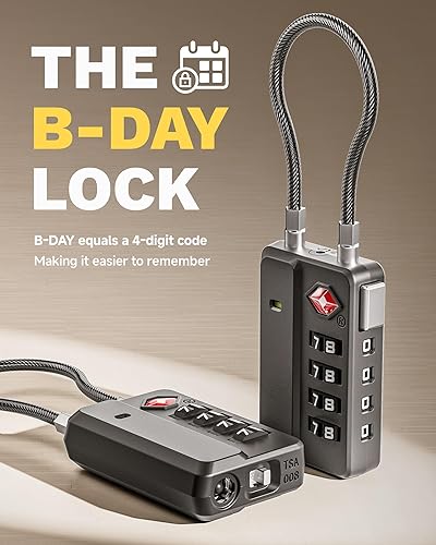 Miniatura 8 de LUGGEX Cerraduras de equipaje aprobadas por la TSA, cerradura de combinación de 4 dígitos con reinicio de un botón, cerradura segura de viaje