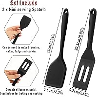 Vista 4 de Juego de 2 espátulas para servir de silicona, espátula ranurada resistente al calor, para cocinar en la cocina. (negro)