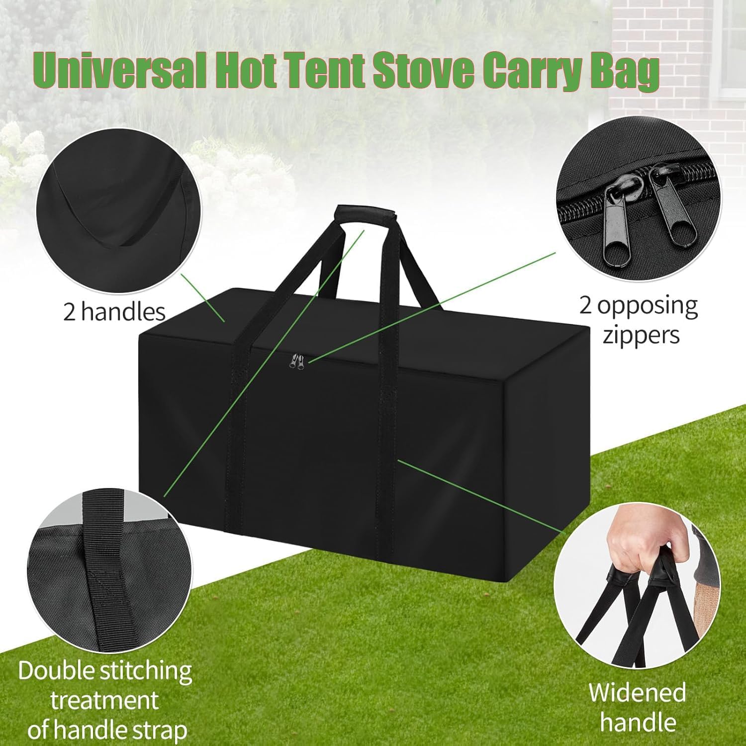 Hot Tent Stove Carry Bag Fits for AVOFOREST/for UNDUSLUY, Heavy-Duty Universal Carrying Storage Bag for Wood Burning Stove for Outdoor Heating & Cooking - 16"L x 8"W x 10"H