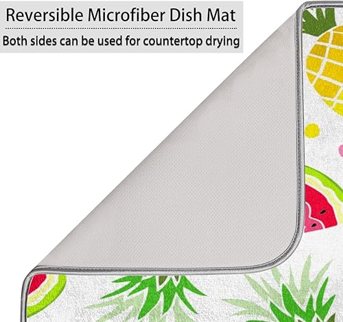 Miniatura 5 de Pineapple Watermelon Print Dish Drying Mat 16x18 Inch Absorbent Reversible Microfiber Dish for Kitchen Coffee Bar Countertop
