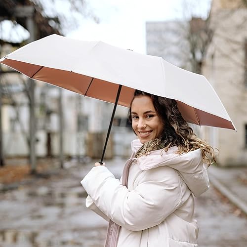 Miniatura 8 de Paraguas, Paraguas para la lluvia Paraguas de viaje compacto paraguas portátil, a prueba de insectos de secado rápido fuerte paraguas blanco